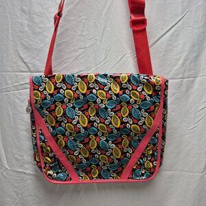 Vera Bradley Frill Messenger Bag Happy Snails Pink Leaf Vinyl